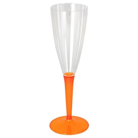 Plastic Stemmed Flute Sparkling Wine Orange 100ml (6 Units) 