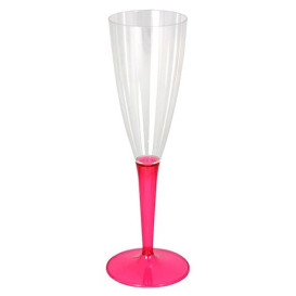 Plastic Stemmed Flute Sparkling Wine Raspberry 100ml (6 Units) 