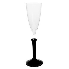 Plastic Stemmed Flute Sparkling Wine Black 120ml 2P (40 Units)