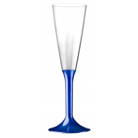Plastic Stemmed Flute Sparkling Wine Blue Pearl 160ml 2P (40 Units)