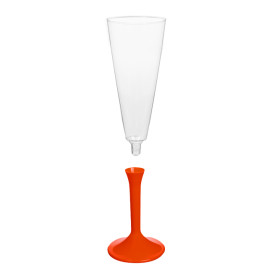 Plastic Stemmed Flute Sparkling Wine Red 160ml 2P (40 Units)