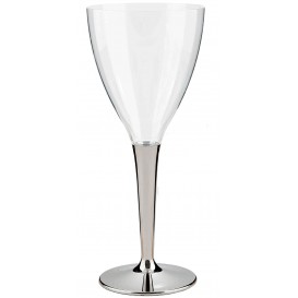 Plastic Stemmed Glass Wine Silver 130ml (10 Units) 