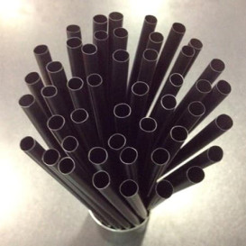 Plastic Straw for Frappé PS Straight Black Ø0,8cm 25cm (1000 Units)