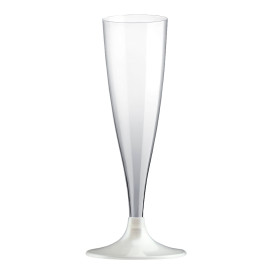 Plastic Stemmed Flute Sparkling Wine White Pearl 140ml 2P (20 Units)