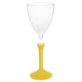 Plastic Stemmed Glass Wine Yellow Removable Stem 180ml (40 Units)