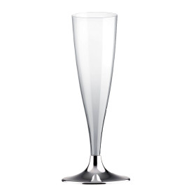 Plastic Stemmed Flute Sparkling Wine Niquel Chrome 140ml 2P (20 Units)