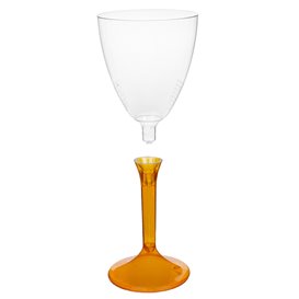 Plastic Stemmed Glass Wine Orange Clear Removable Stem 180ml (200 Units)
