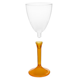 Plastic Stemmed Glass Wine Orange Clear Removable Stem 180ml (200 Units)