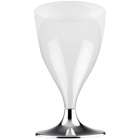 Plastic Stemmed Glass Wine Silver Chrome 200ml 2P (400 Units)