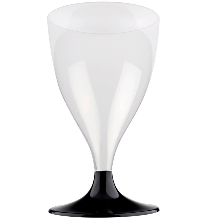 Plastic Stemmed Glass Wine Black 200ml 2P (400 Units)