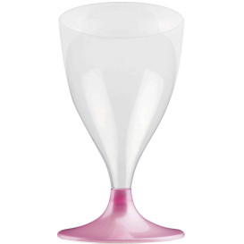 Plastic Stemmed Glass Wine Pink Pearl 200ml 2P (20 Units)