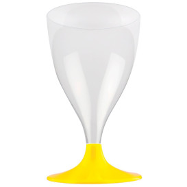 Plastic Stemmed Glass Wine Yellow 200ml 2P (20 Units)