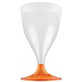 Plastic Stemmed Glass Wine Orange Clear 200ml 2P (400 Units)