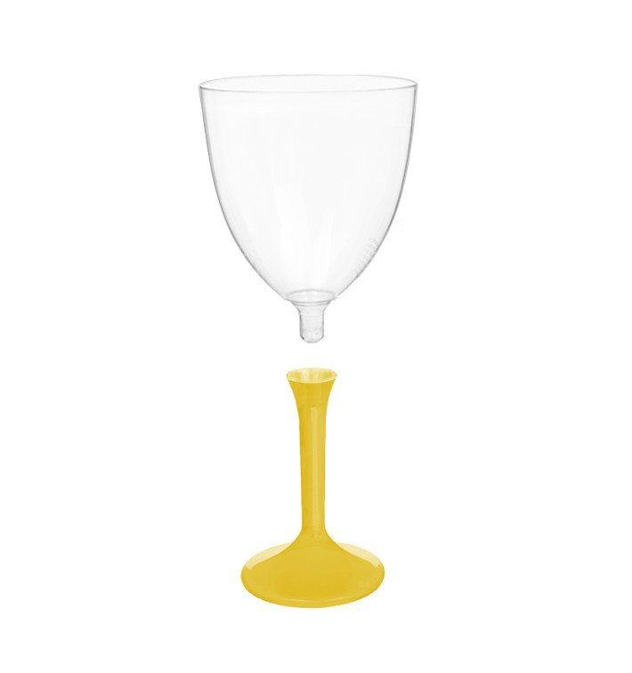 yellow plastic wine glasses