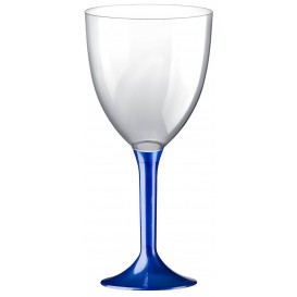 Plastic Stemmed Glass Wine Blue Pearl Removable Stem 300ml (40 Units)