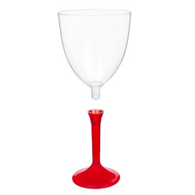 Reusable PS Wine Glass Red Clear Foot 2-P 300ml (40 Units)