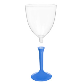 Plastic Stemmed Glass Wine Blue Mediterranean Removable Stem 300ml (40 Units)