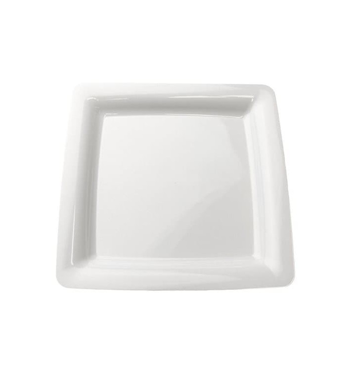 Plastic Plate Square shape Extra Rigid White 18x18cm (20 Units) Plastic Plate Square shape Extra Rigid White 18x18cm (20 Units)