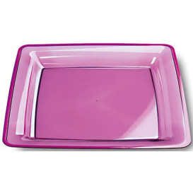 Plastic Plate Square shape Extra Rigid Eggplant 22,5x22,5cm (72 Units)