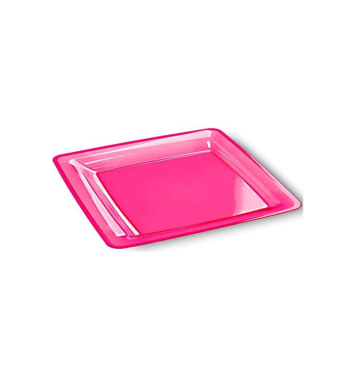 Plastic Plate Square shape Extra Rigid Raspberry 22,5x22,5cm (72 Units) Plastic Plate Square shape Extra Rigid Raspberry 22,5x22,5cm (72 Units)