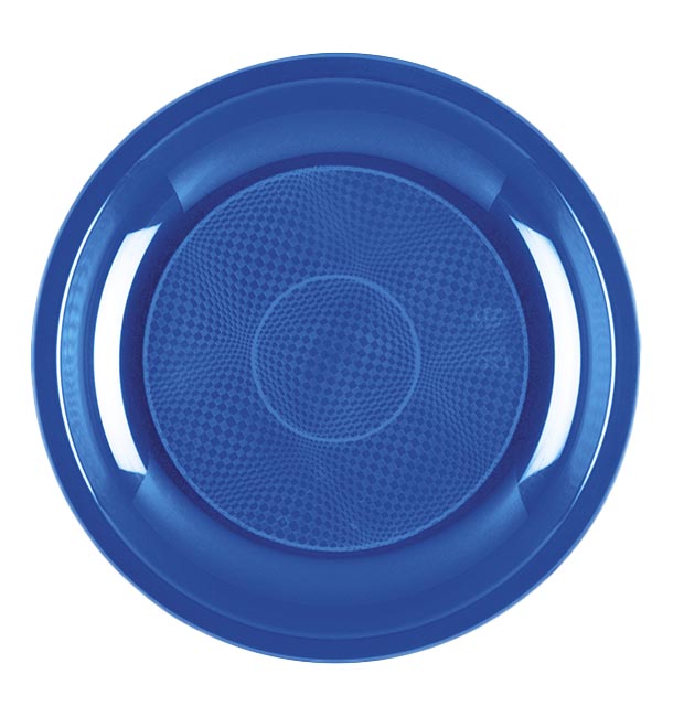 Plastic Plate Dessert Mediterranean Blue "Round" PP Ø18,5 cm (50 Units) 