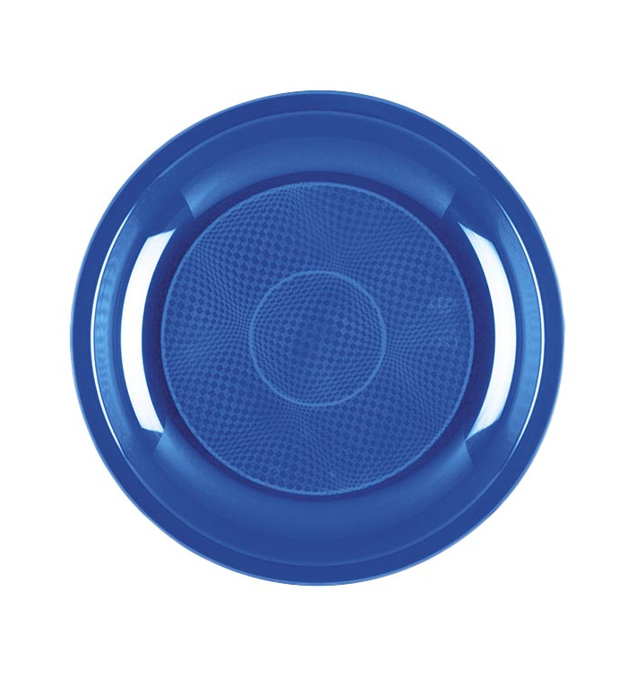 Plastic Plate Dessert Mediterranean Blue "Round" PP Ø18,5 cm (50 Units) 