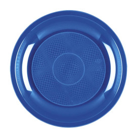 Plastic Plate Dessert Mediterranean Blue "Round" PP Ø18,5 cm (600 Units)