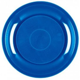 Plastic Plate Flat Mediterranean Blue "Round" PP Ø22 cm (50 Units) 