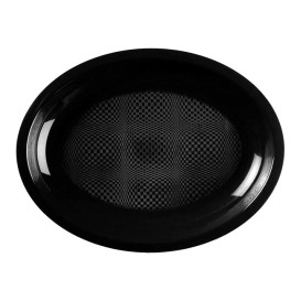 Plastic Platter Microwavable Oval Shape Black "Round" 25,5x19 cm (600 Units)