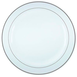 Plastic Plate Extra Rigid with Border Silver 26cm (20 Units) 