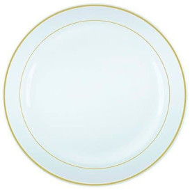 Plastic Plate Extra Rigid with Border Gold 15cm (200 Units)