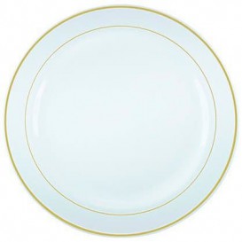 Plastic Plate Extra Rigid with Border Gold 23cm (200 Units)