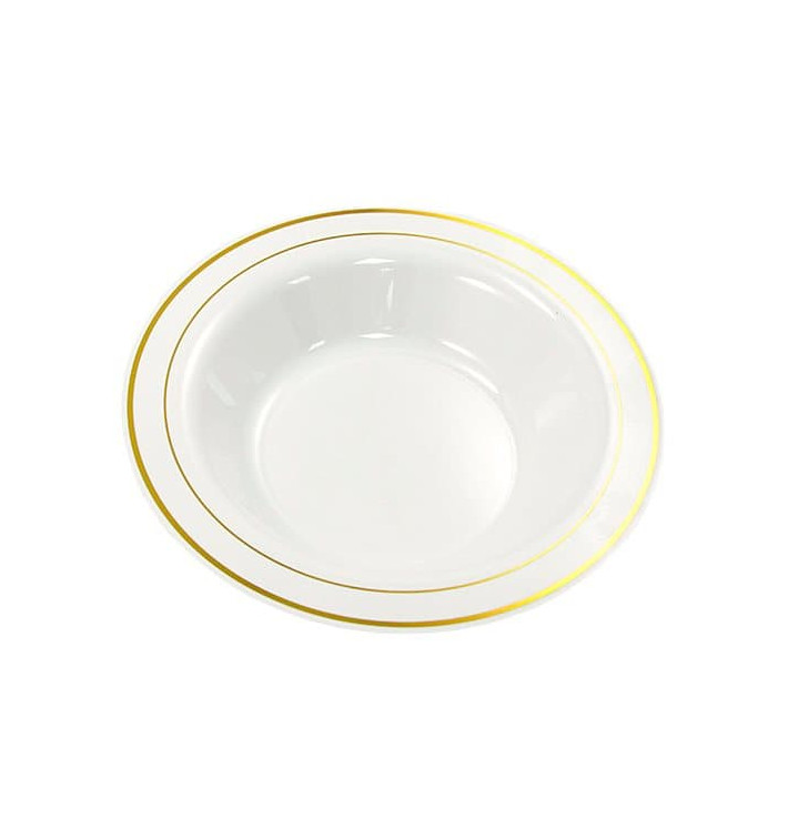 Plastic Plate Extra Rigid Deep with Border Gold 23cm (200 Units) Plastic Plate Extra Rigid Deep with Border Gold 23cm (200 Units)