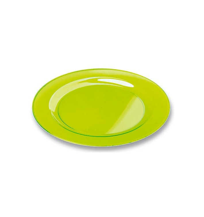 Plastic Plate Round shape Extra Rigid Green 19cm (10 Units) Plastic Plate Round shape Extra Rigid Green 19cm (10 Units)