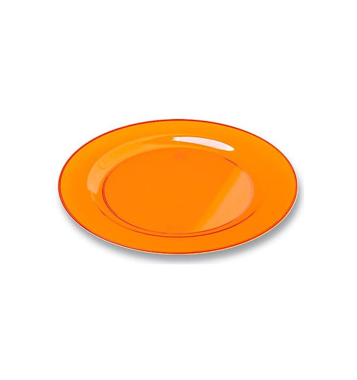 Plastic Plate Round shape Extra Rigid Orange 26cm (6 Units) Plastic Plate Round shape Extra Rigid Orange 26cm (6 Units)