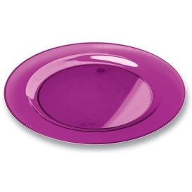 Plastic Plate Round shape Extra Rigid Eggplant 19cm (120 Units)