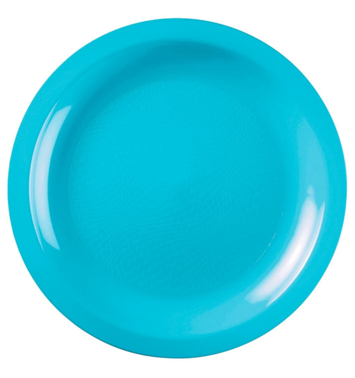 Plastic Plate Flat Turquoise Round shape PP Ø22 cm (600 Units) Plastic Plate Flat Turquoise Round shape PP Ø22 cm (600 Units)