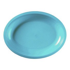 Plastic Tray Microwavable Oval Shape Turquoise 25,5x19 cm (50 Units) 