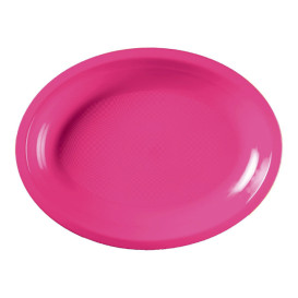 Plastic Platter Microwavable Oval Shape Fuchsia 25,5x19 cm (50 Units) 