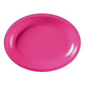 Plastic Platter Microwavable Oval Shape Fuchsia 31,5x22 cm (300 Units)