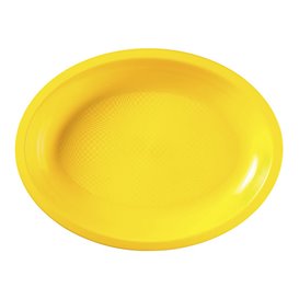 Plastic Platter Microwavable Oval Shape Yellow 25,5x19 cm (50 Units) 