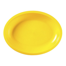 Plastic Platter Microwavable Oval Shape Yellow 31,5x22 cm (25 Units) 