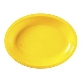 Plastic Platter Microwavable Oval Shape Yellow 31,5x22 cm (300 Units)