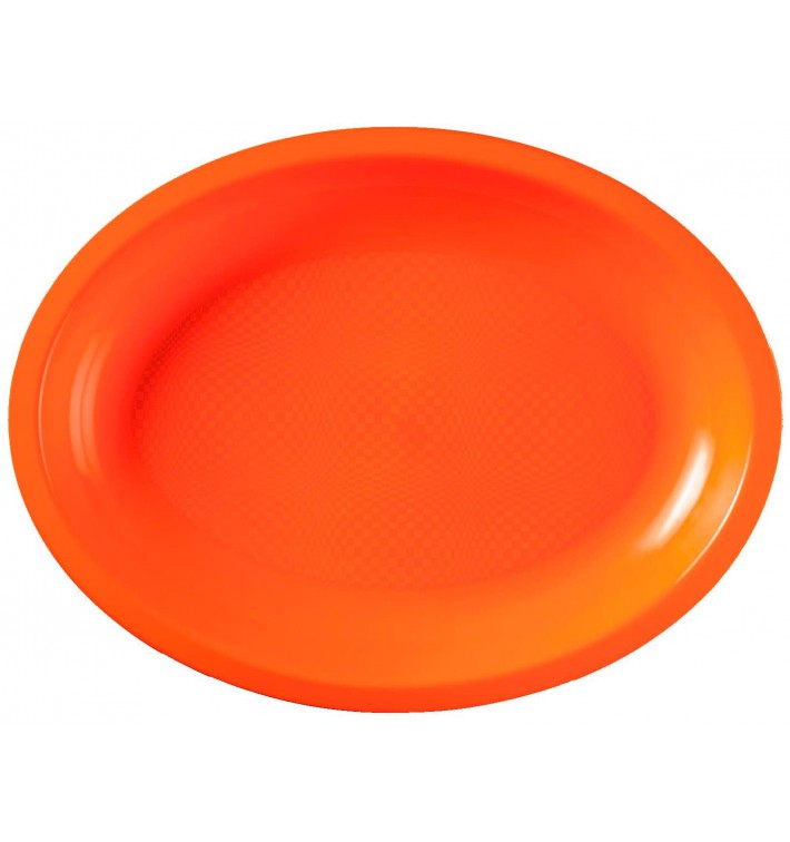 Plastic Platter Microwavable Oval Shape Orange 25,5x19 cm (50 Units) 