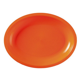 Plastic Platter Microwavable Oval Shape Orange 31,5x22 cm (300 Units)