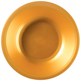 Plastic Plate Deep Gold "Round" PP Ø19,5 cm (25 Units) 