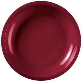 Plastic Plate Flat Burgundy "Round" PP Ø22 cm (600 Units)