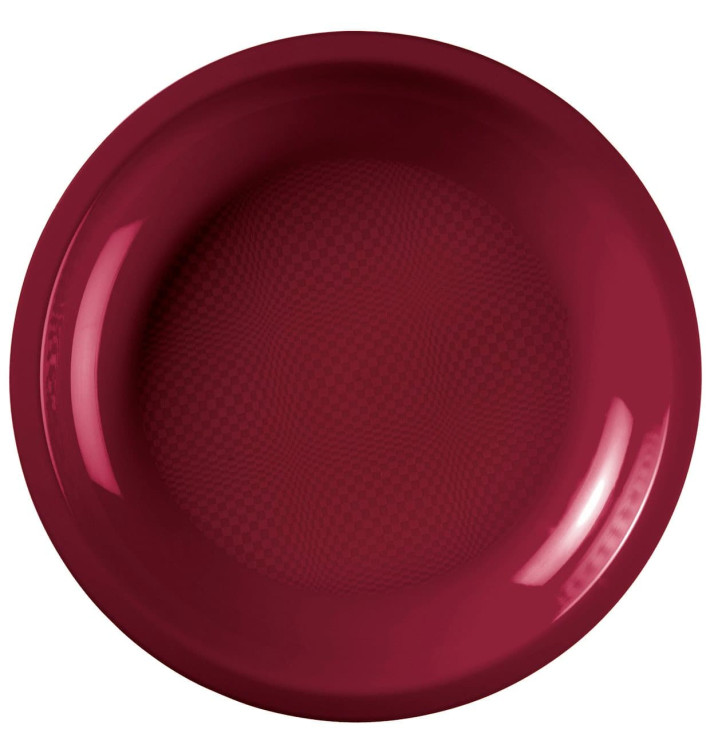 Plastic Plate Flat Burgundy "Round" PP Ø22 cm (600 Units)