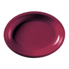 Plastic Platter Microwavable Oval Shape Burgundy "Round" 25,5x19 cm (600 Units)