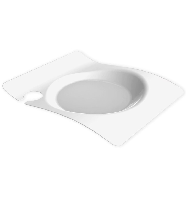 Plastic Plate with Glass Holder PS "Forma" White 22x18 cm (12 Units) Plastic Plate with Glass Holder PS "Forma" White 22x18 cm (12 Units)